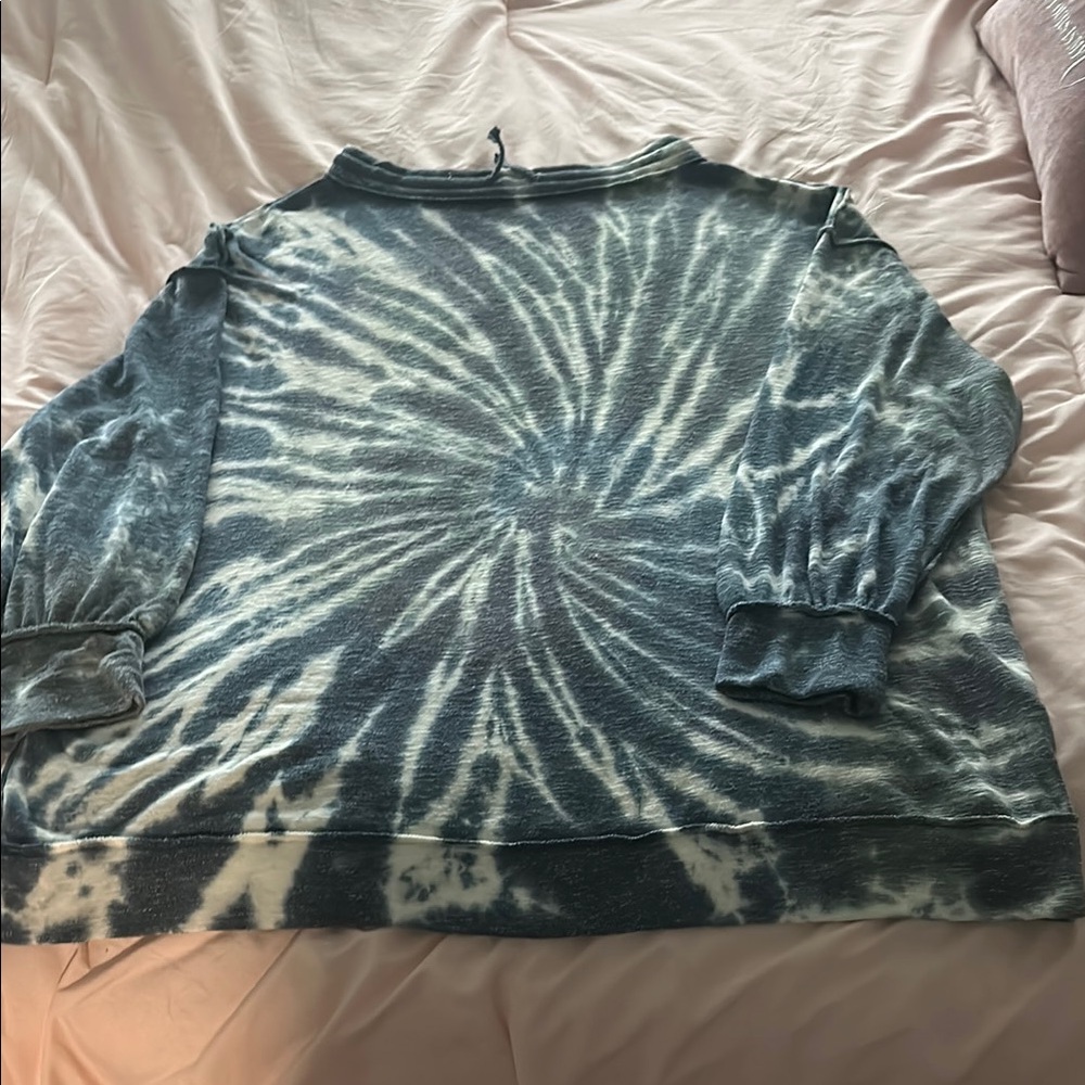 We The Free Tie-Dye Crewneck Sweatshirt in Blue and White